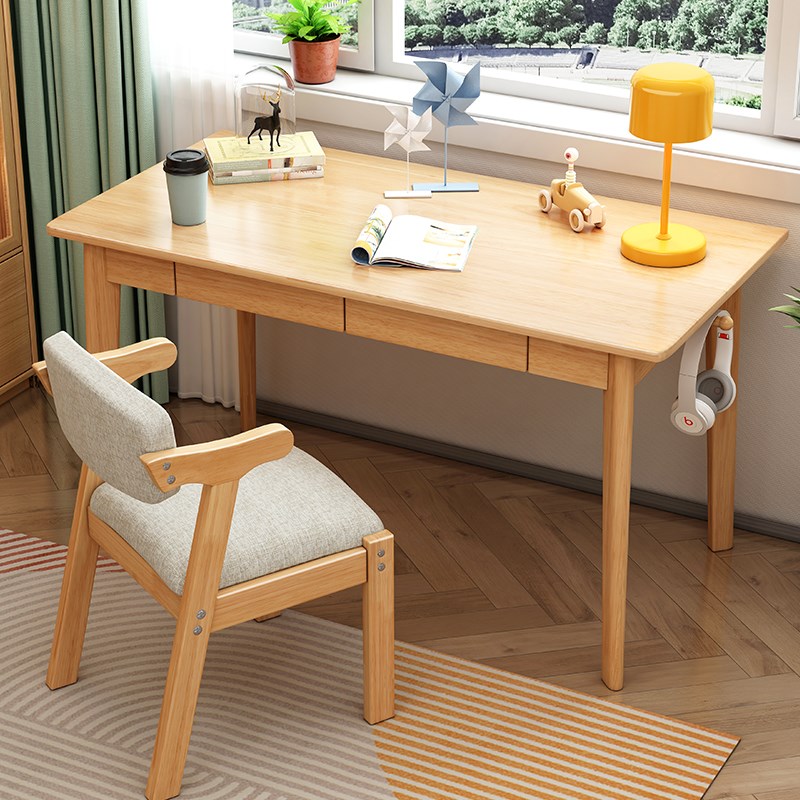 小户型实木书桌办公电脑桌子台式家用写字桌学生专用学习桌初中生