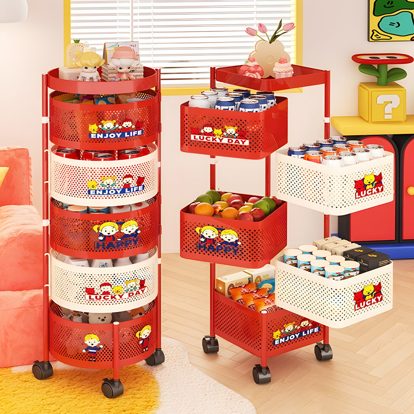零食收纳箱高颜值客厅小推车