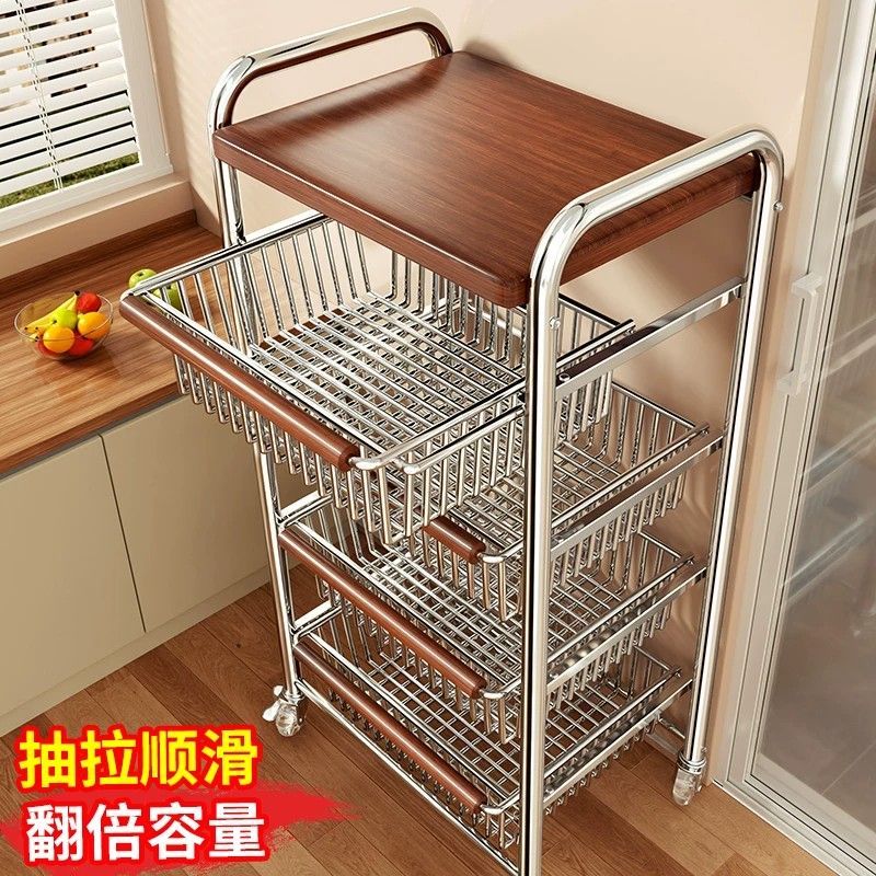 中古风夹缝多层移动收纳架图片