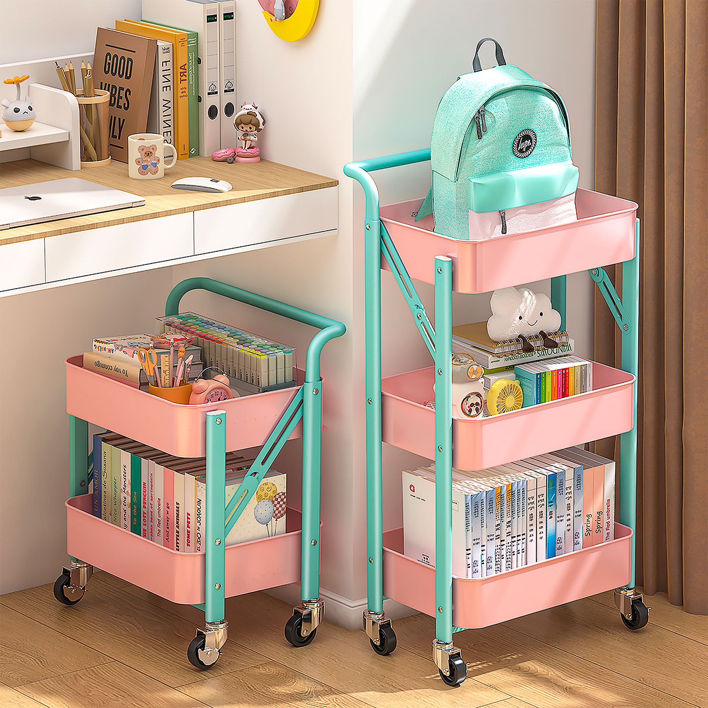 书包置物架可移动装书小推车