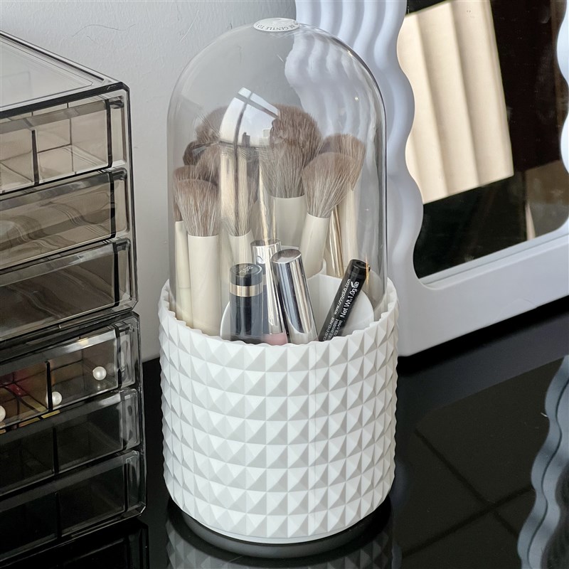 化妆刷收纳筒防尘旋转口红盒唇釉置物架高颜值眉笔眼影散粉刷子桶