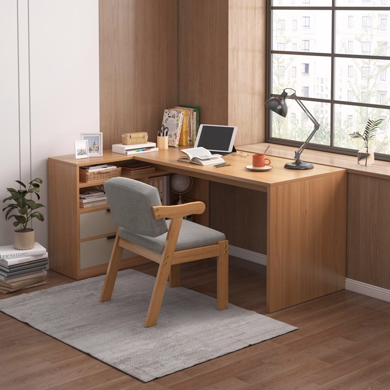 书桌书架书柜一体桌子台式电脑桌家用办公卧室学生学习写字转角拐