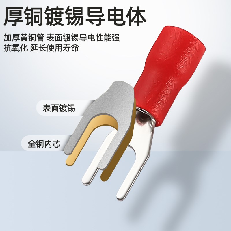 SV圆形冷压接线端子预绝缘叉型U型Y型插片插簧连接器线耳欧式端头