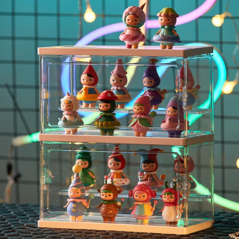 亚克力盲盒收纳展示架透明手办柜防尘架子泡泡玛特玩偶儿童展示盒