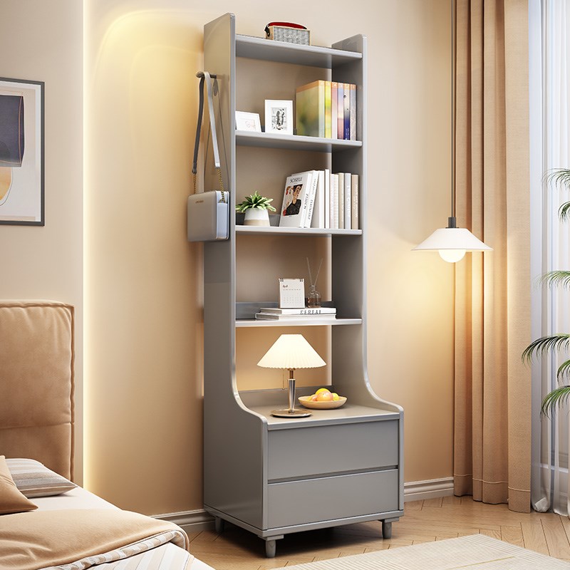 实木置物架家用床头柜客厅阳台陈列架卧室书架多层收纳储物架落地