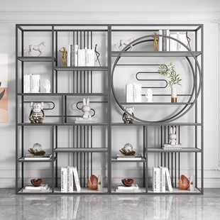 现代风格铁艺博古架轻奢简约客厅玄关收纳架办公室茶室摆件展示架