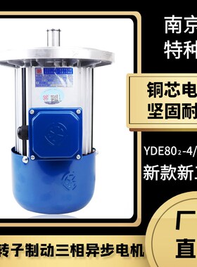 南京特种电机YDE802-4-0.8KW起重机行车实心转子软启动制动电机