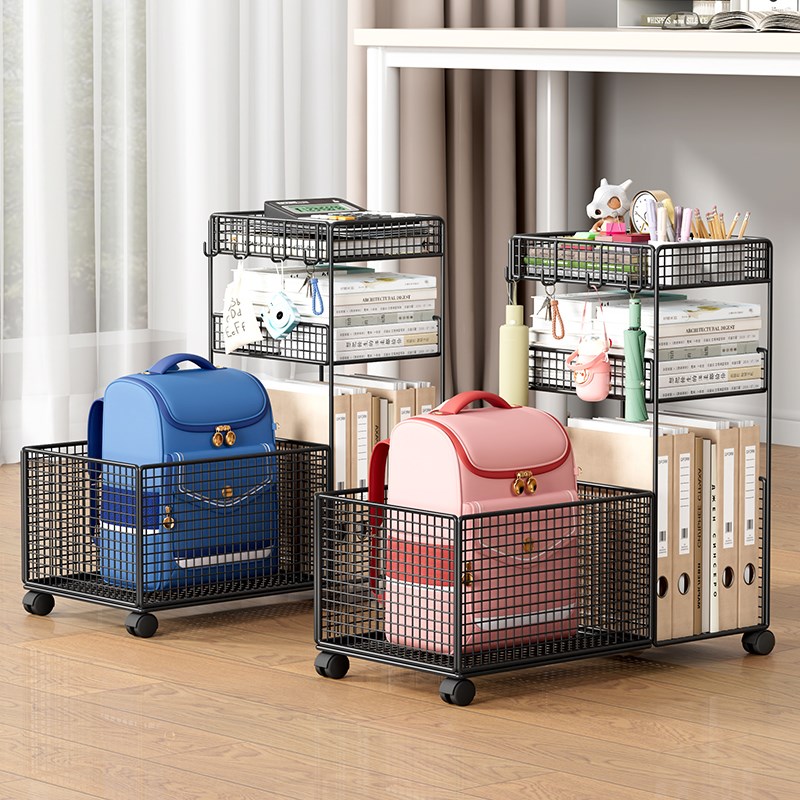 桌下书架置物架落地可移动书本书包收纳小推车办公室工位放包神器