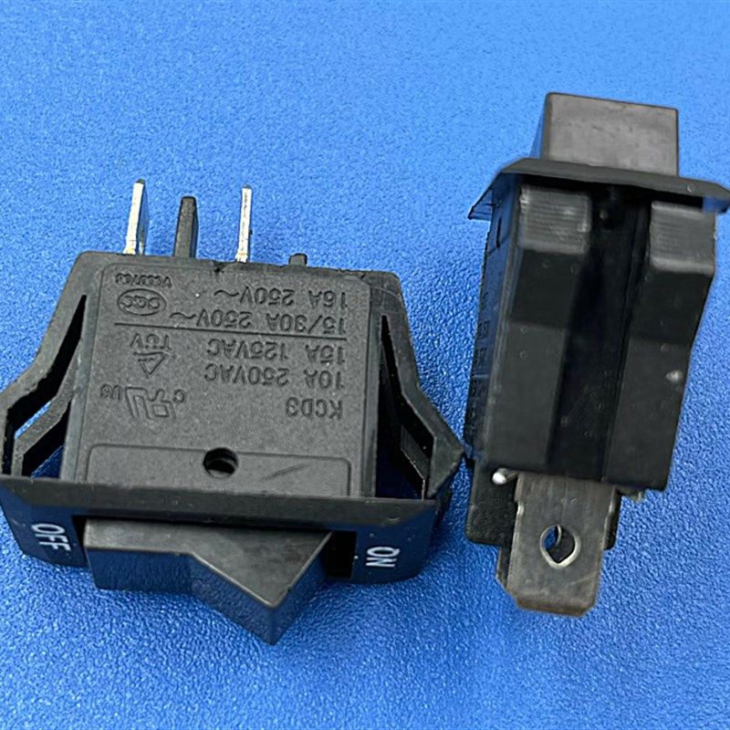 KCD3 10A250VAC 15A125VAC黑色船型开关2档2脚翘板电源开关ON OFF