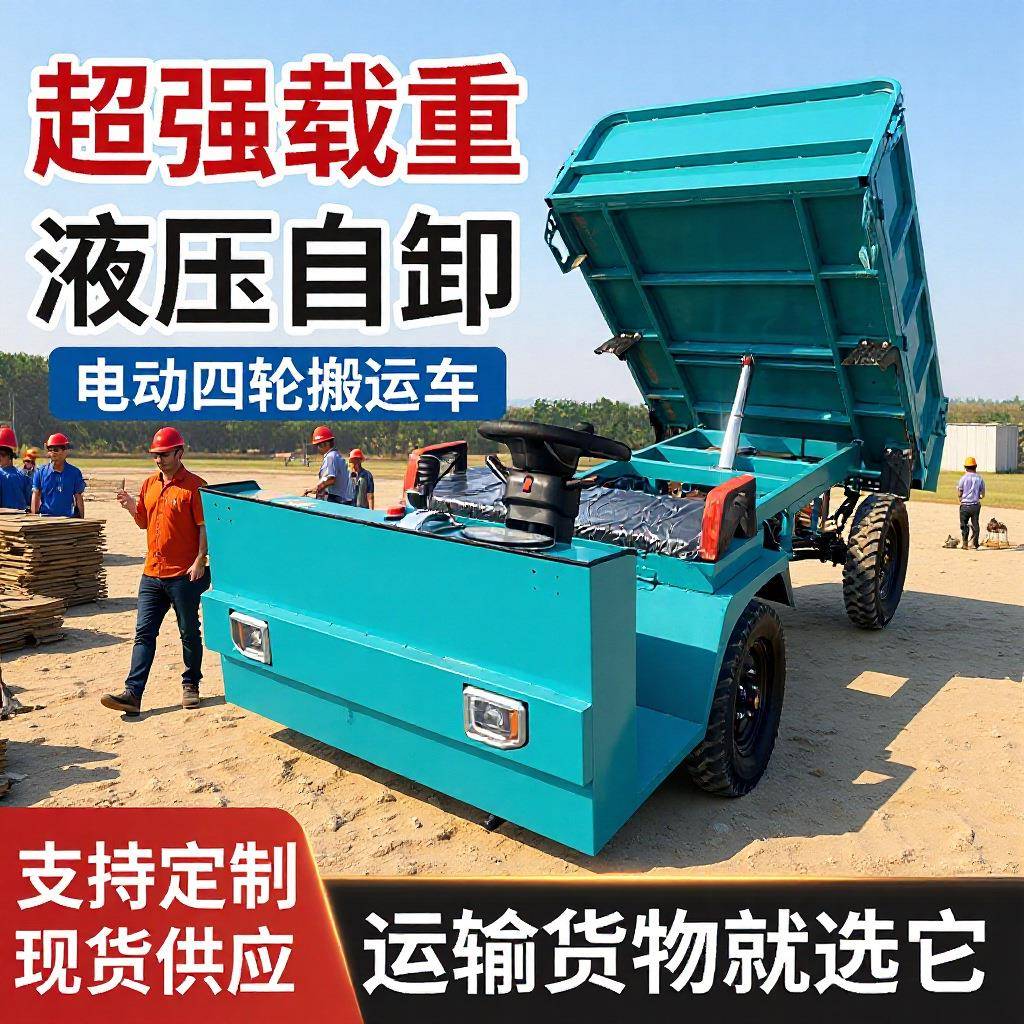 电动四轮运输车液压自卸车工程果园农用电动四不像翻斗车厂家