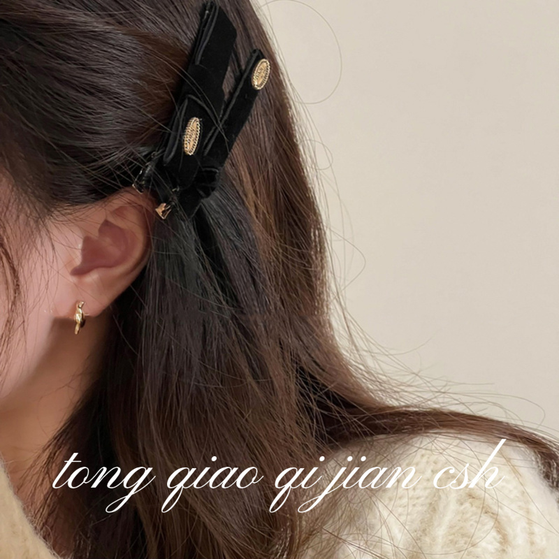 韩法式复古丝绒蝴蝶结发夹小仙女