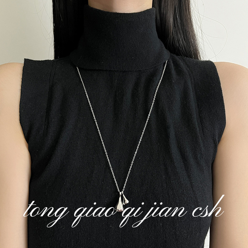 小众设计感双水滴吊坠项链小仙女