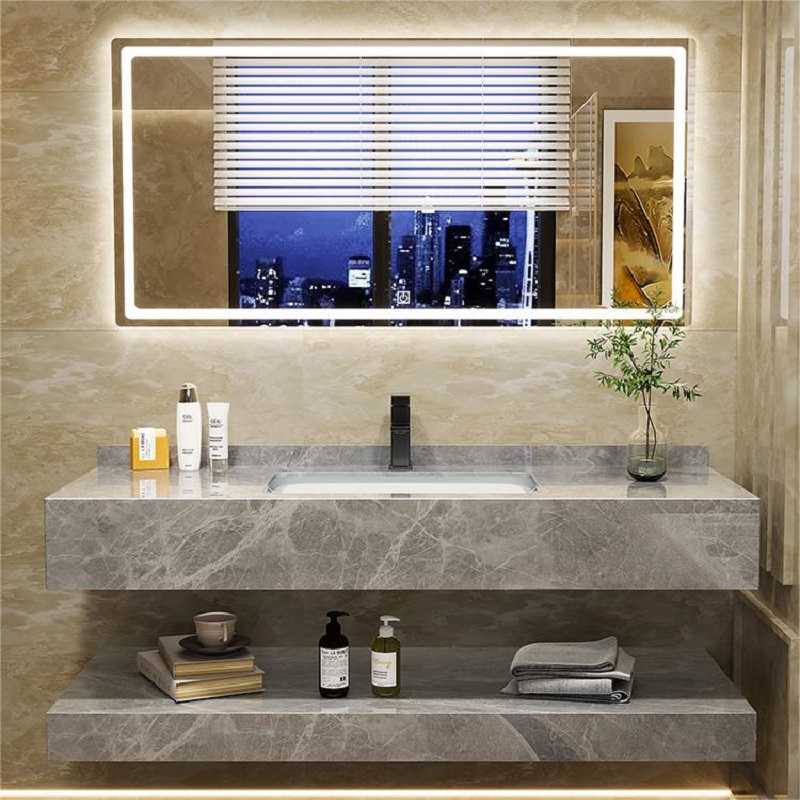 双层岩板浴室柜洗手盆现代简约洗漱台卫生间小户型洗脸面盆柜组合