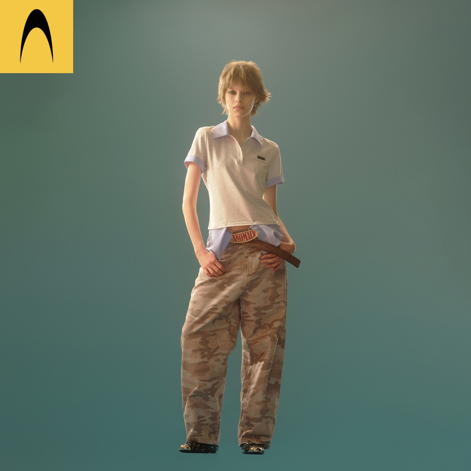 【万妮达明星同款】Anomalies Department迷彩水洗直筒休闲长裤女