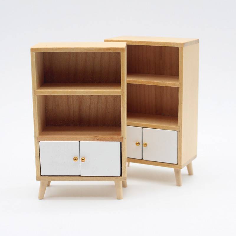 Dollhouse迷你客厅实木展示柜餐厅书柜娃娃屋 OB11家具微缩模型