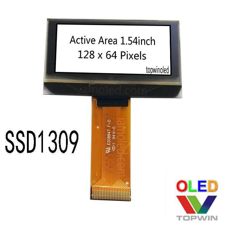 1.54英寸白光oled液晶显示屏UG2864KSWMG01白色ssd1309拓微topwin