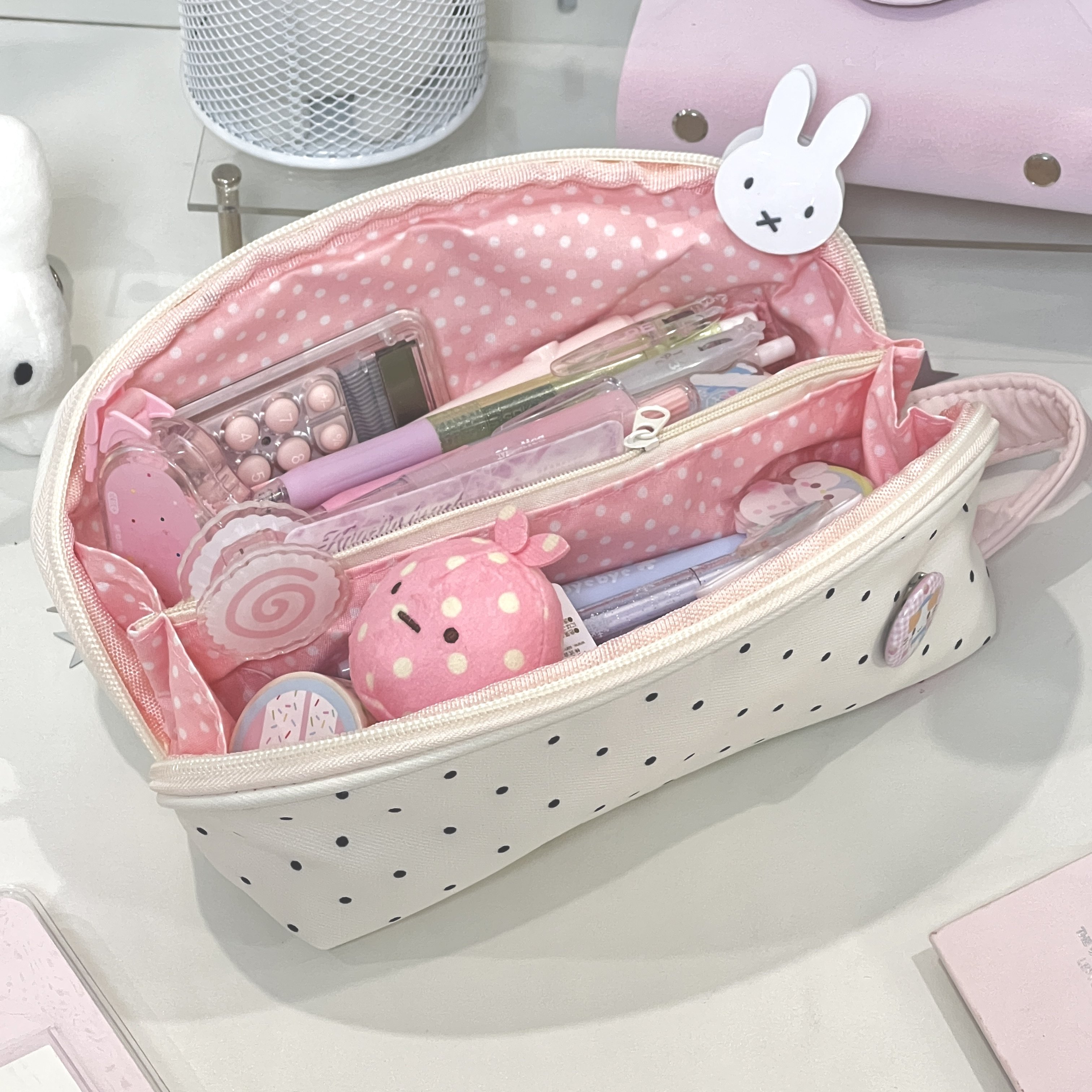 韩版白色贝壳手提式笔袋学生ins风波点高颜值大容量多隔层文具袋,文具电教/文化用品/商务用品,笔袋,淘宝优惠券,粉丝福利购,淘宝优惠卷