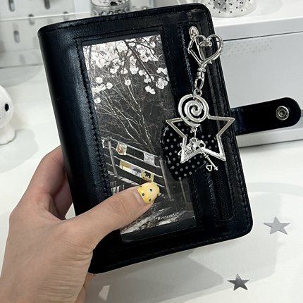 黑色A7痛窗活页手帐本手工皮质高颜值学生打卡记录日程记事笔记本