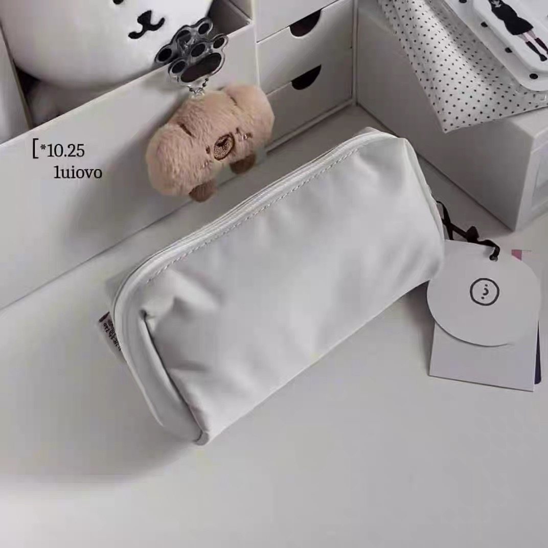 简约灰色奶fufu笔袋学生ins纯色高颜值铅笔盒大容量多隔层文具袋