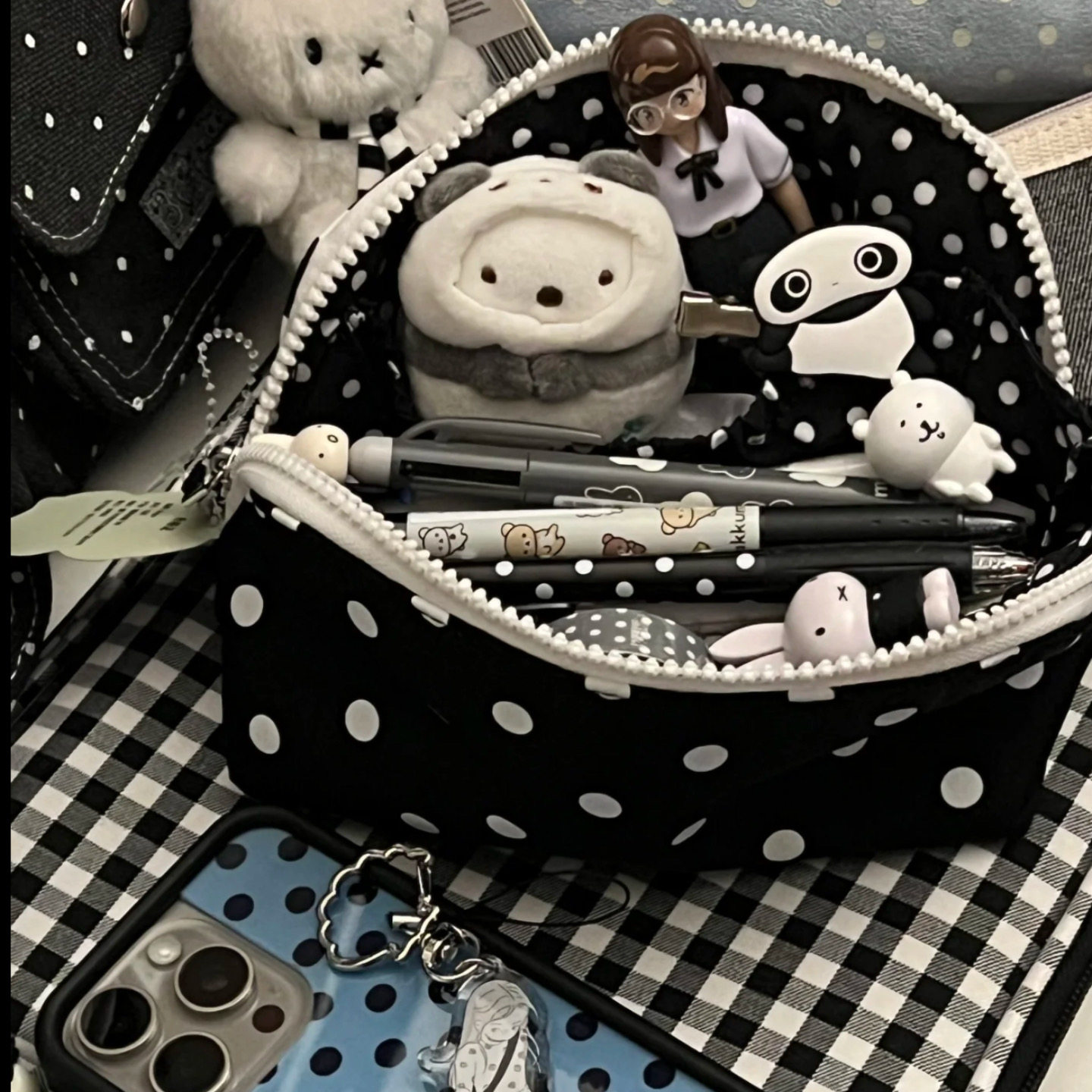 小红书同款波点奥利奥夹心笔袋学生ins风高颜值大容量多层文具袋