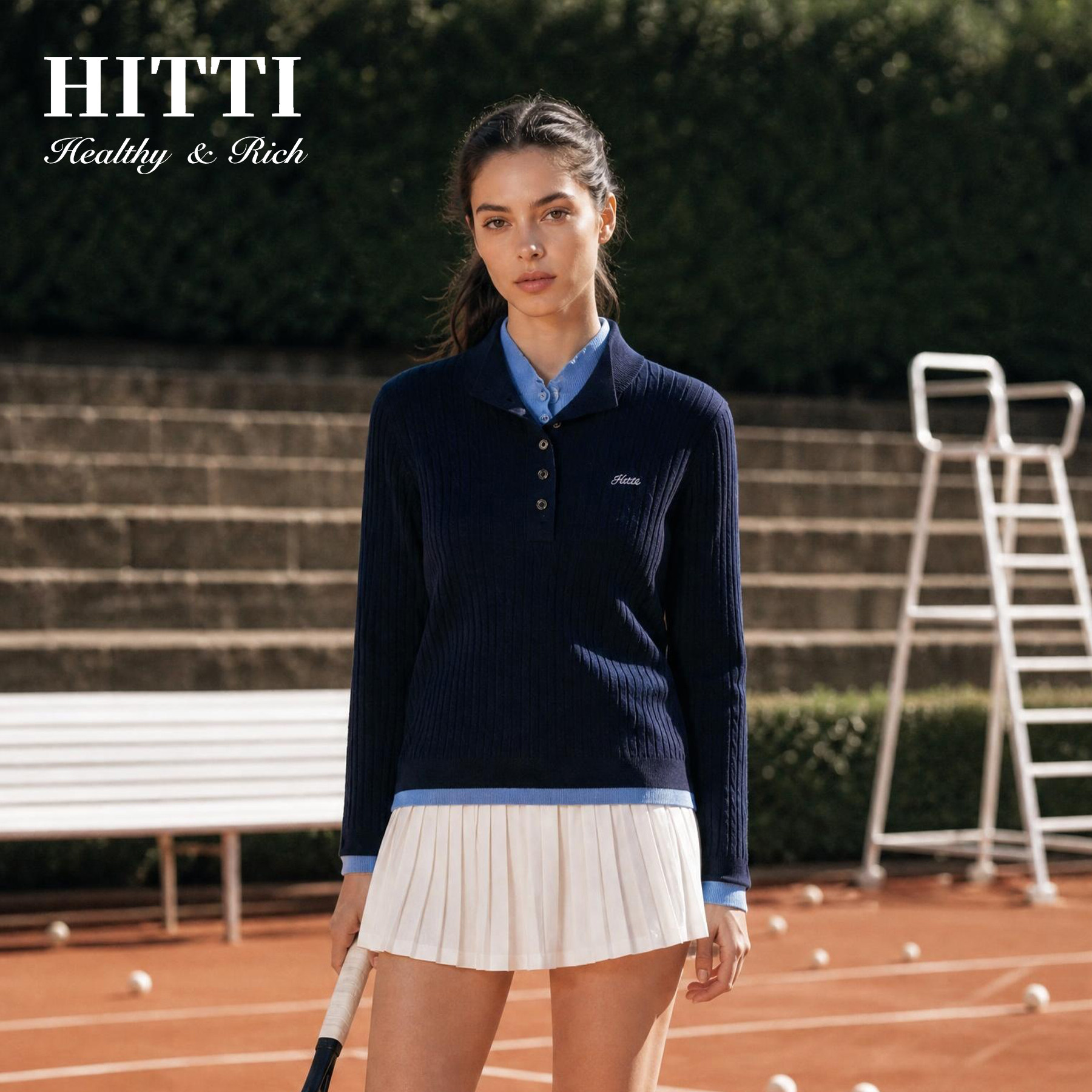 Hitti新款假两件羊毛针织套头衫女长袖显瘦休闲通勤舒适透气-13