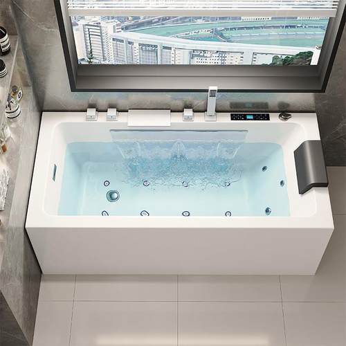 无缝宽边加厚加深方形浴缸智能恒温冲浪按摩浴缸亚克力家用小户型