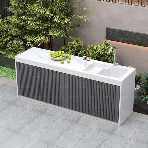 户外庭院全铝岩板洗手台阳台陶瓷盆带搓衣板一体洗衣池水槽收纳柜