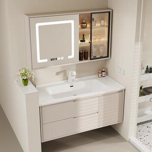 公分定做陶瓷一体洗漱台盆浴室柜组合 105cm 卫生间橡木85厘米