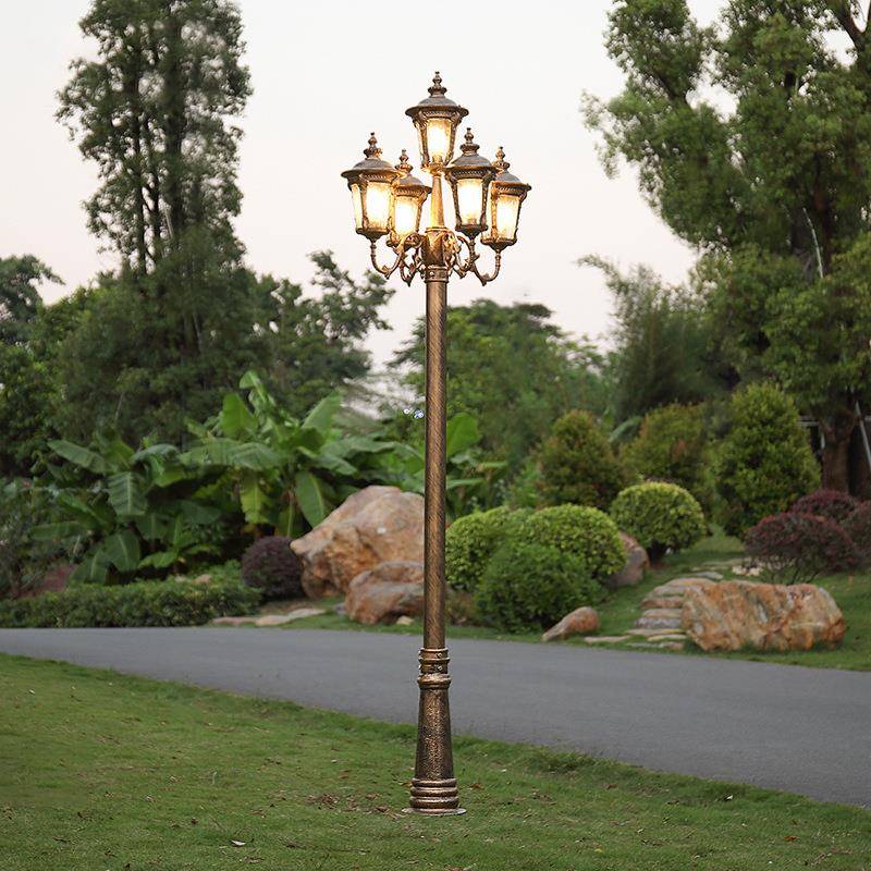 高杆灯220v花园别墅小区家用欧式复古led室外庭院3米户外防水路灯