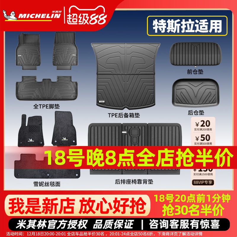 米其林特斯拉全TPE全包围脚垫