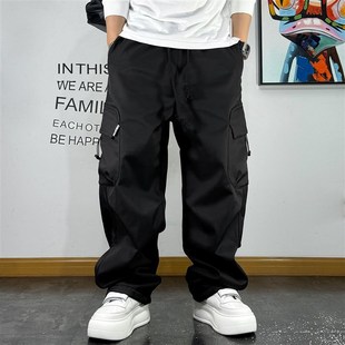 裤 男青年百搭多口袋工装 加厚冬 休闲宽松f抽绳绣标加绒直筒裤 美式