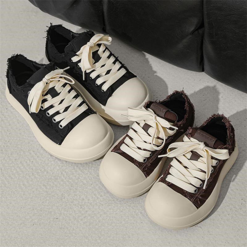 鞋子男鞋2d025新款大头滑板鞋潮流百搭透气帆布鞋厚底高级感休闲