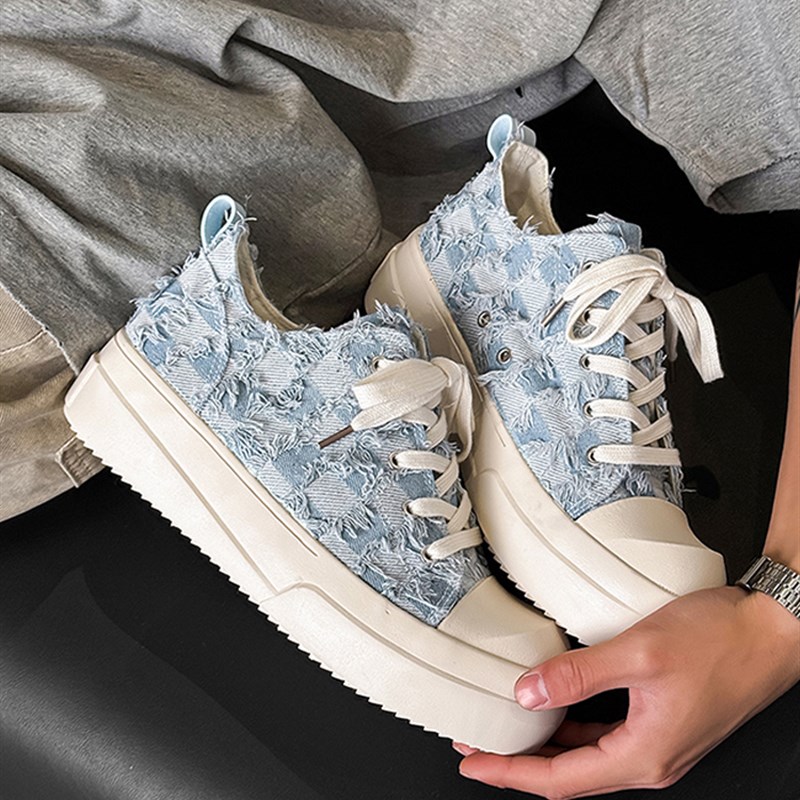 小众帆布鞋男2025新款秋季青少年厚底F内增高10CM高街ro大头板鞋