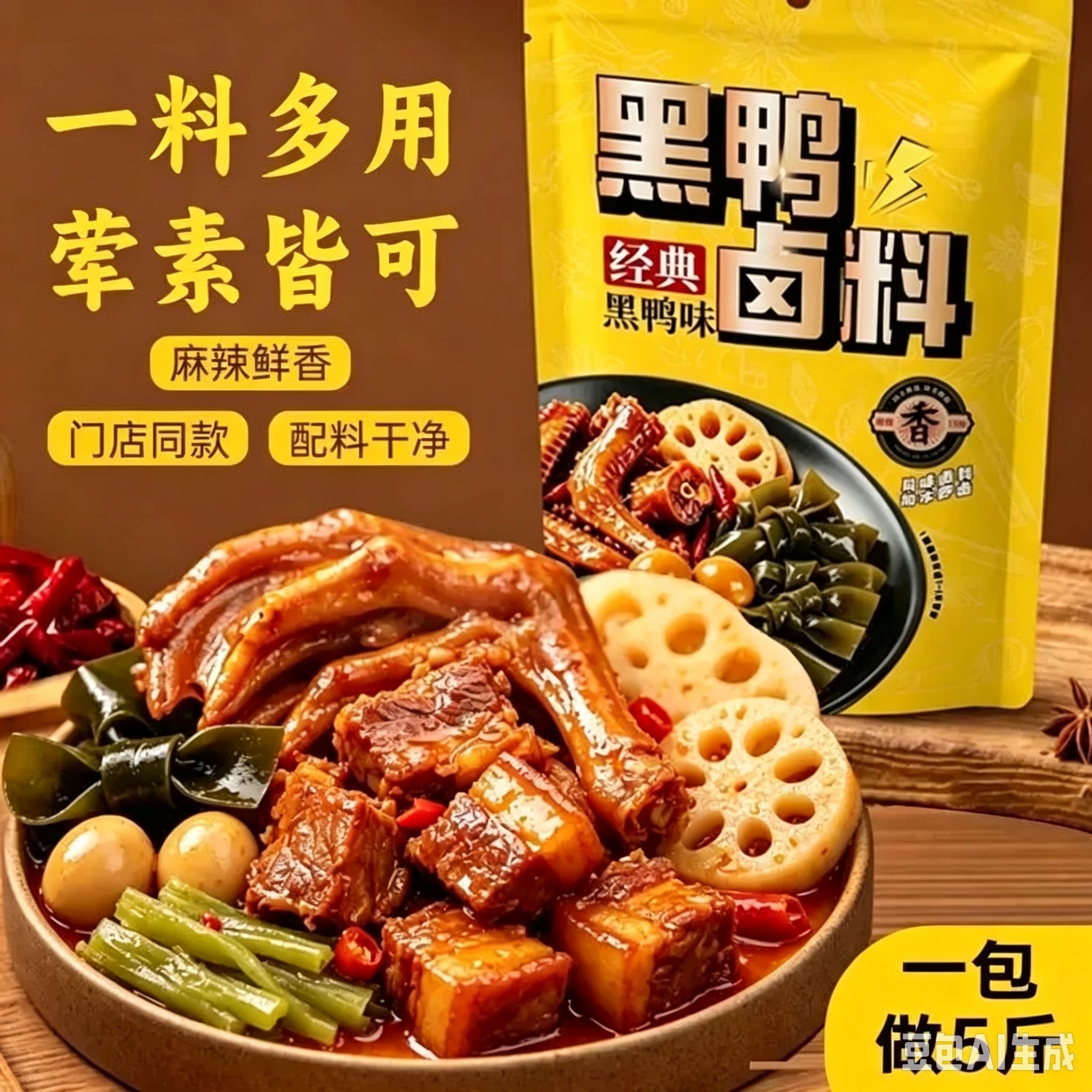 【正宗黑鸭卤料】鸭货真材实料卤肉配方调料卤汁甜辣卤味家庭版
