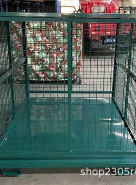 厂家销售绿色金属仓储笼折叠式网格箱可移动仓库货架储物笼