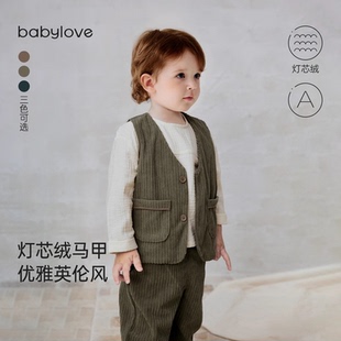 babylove宝宝马甲春秋外穿灯芯绒背心小马褂休闲婴儿上衣 清仓