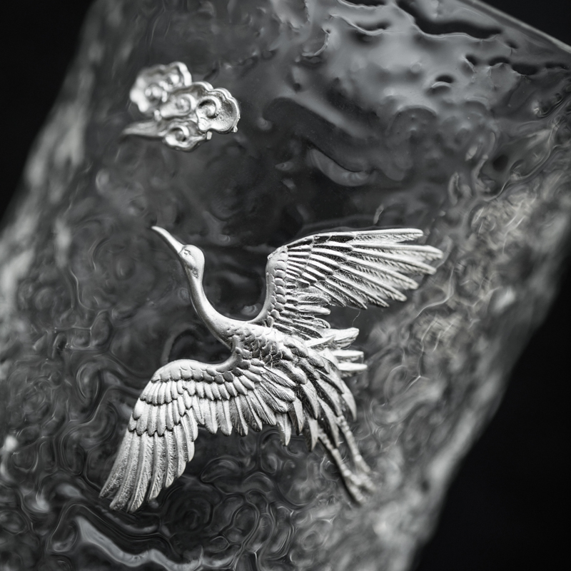 草木祠 仙鹤玻璃公道杯 加厚耐热玻璃I分茶器过滤茶海茶漏茶具配