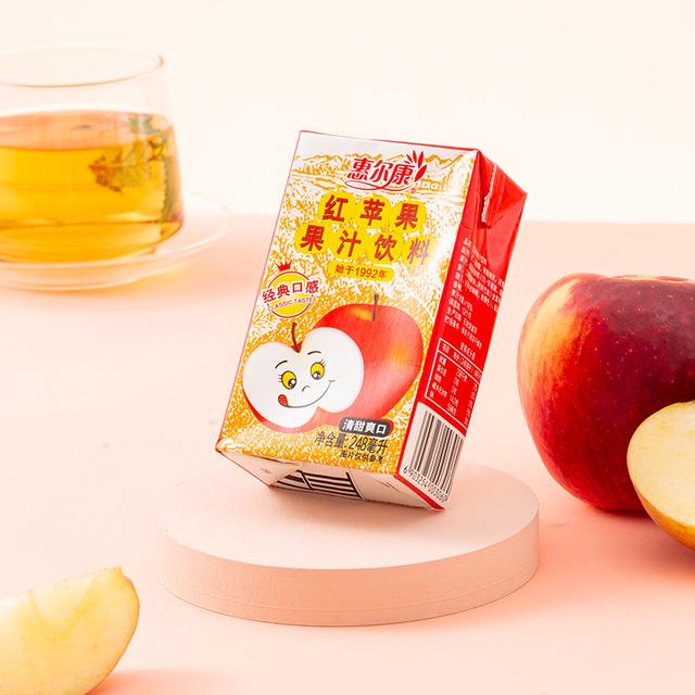 惠尔康红苹果酸甜苹果汁夏日饮品清爽饮料248ml*16盒火锅