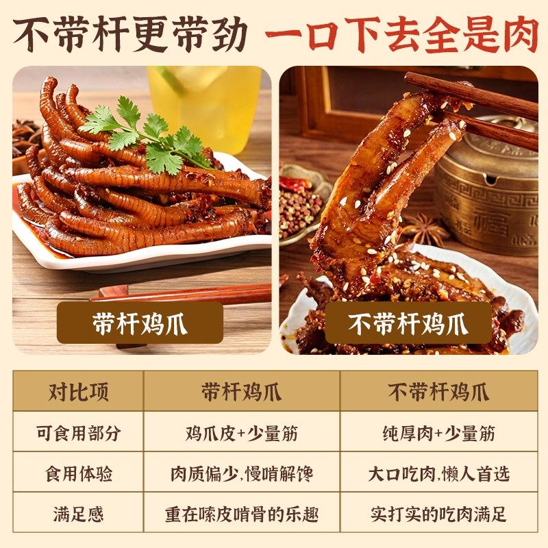 东江清水劲道老鸡爪香辣农家卤鸡爪湖南卤味下酒袋装小吃160克