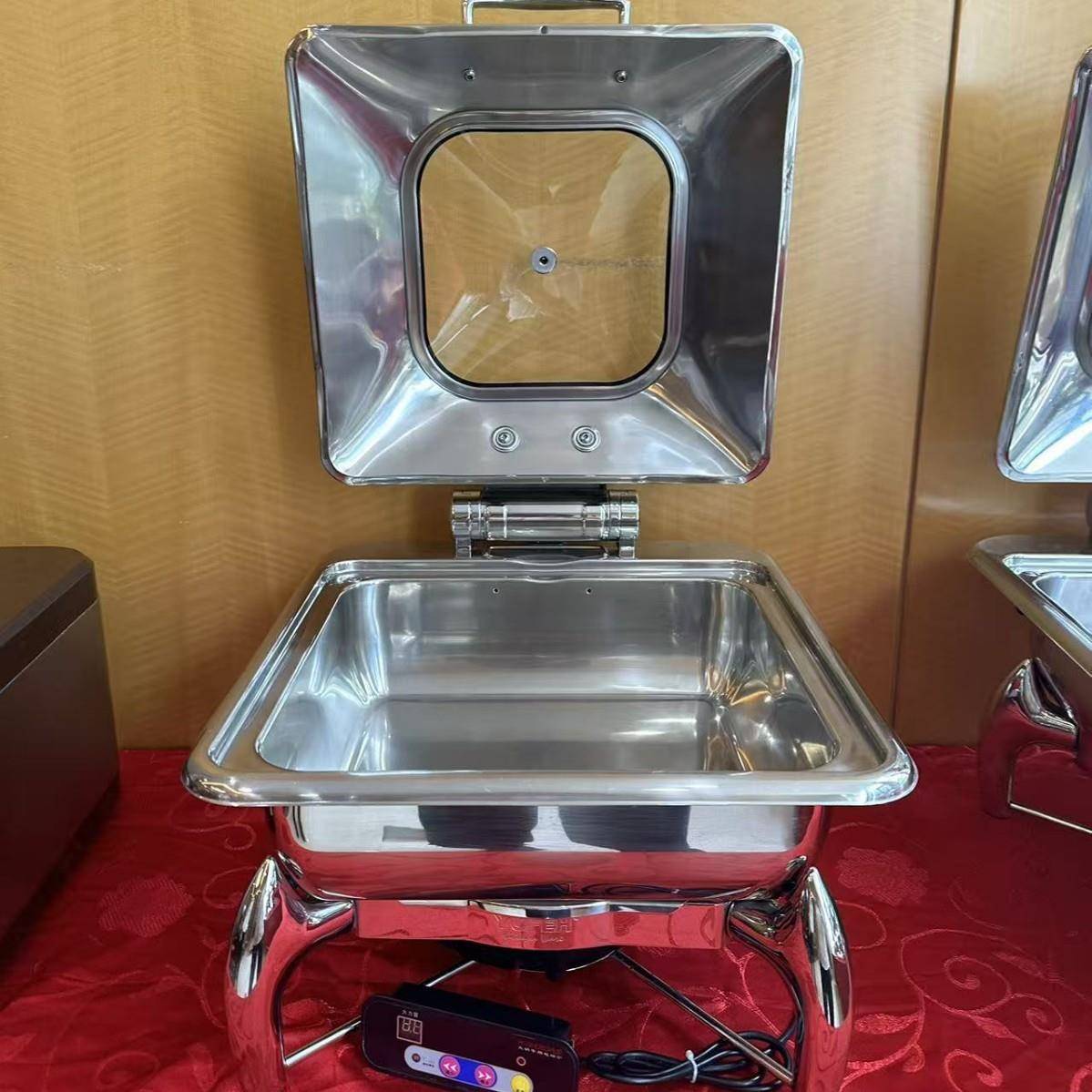 宇辉YUFEH长方形液压翻盖可视自助餐炉电加热保温炉布菲炉