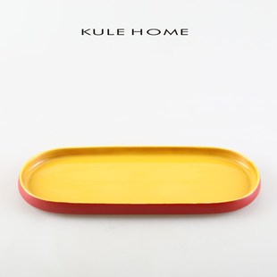 HOMEj KULE 陶瓷餐用托盘家用餐盘客厅水果杯子摆拍收纳超长托盘