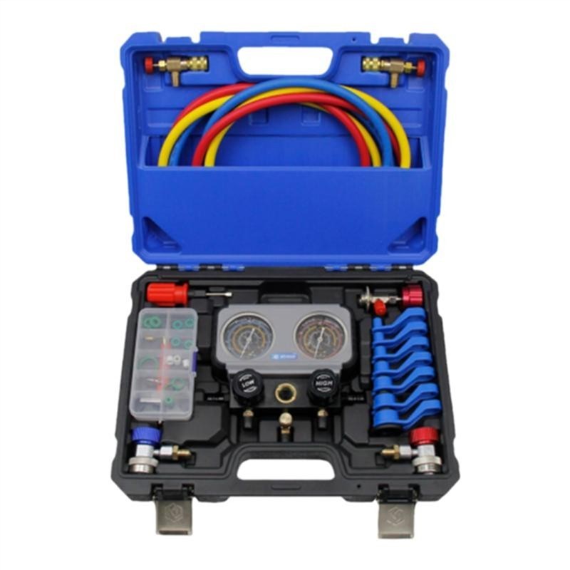 R134a 汽车空调加氟表冷媒雪种压力氨表坤泰汽修真空泵工具套装