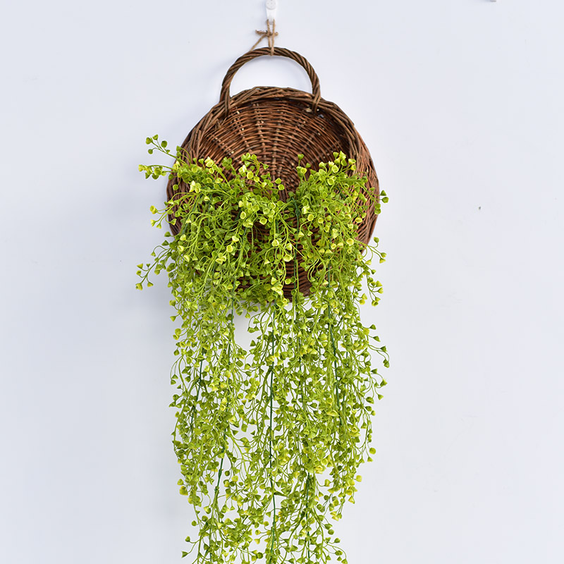 墙上装饰壁挂花篮藤编客厅创意墙面挂件干花仿真花壁挂花花藤套装