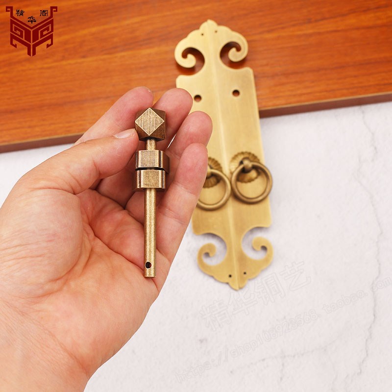 中式黄铜插销锁门扣柜门直条拉手老式门拉手挂锁门闩仿古锁扣把手