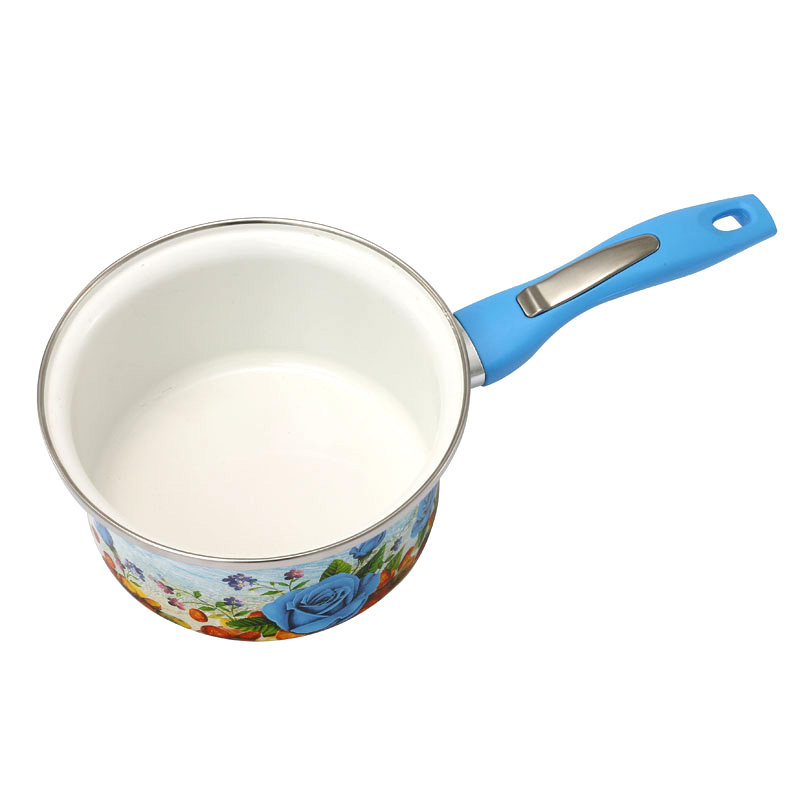 搪瓷锅加厚韩式时尚珐琅奶锅单柄搪瓷小汤锅电磁炉燃气通用锅m