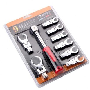 8pc9件套油管摇头棘轮开扣梅花扳手家用汽修工具组合 可换头扳手