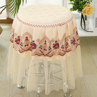 罩圆椅坐垫圆椅子垫理发店春吧台椅布艺蕾丝