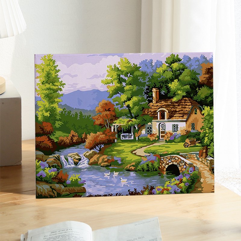 数字油画diy2024新款风景治愈解压手绘填色画油彩画画装饰画定制