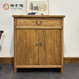 复古边柜实w木家用收纳柜风化老门板玄关柜可定做 老榆木餐柜中式