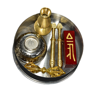 曼达盘修供养焰口施食碗七珍八宝日月杵曼达拉修盘曼扎盘装